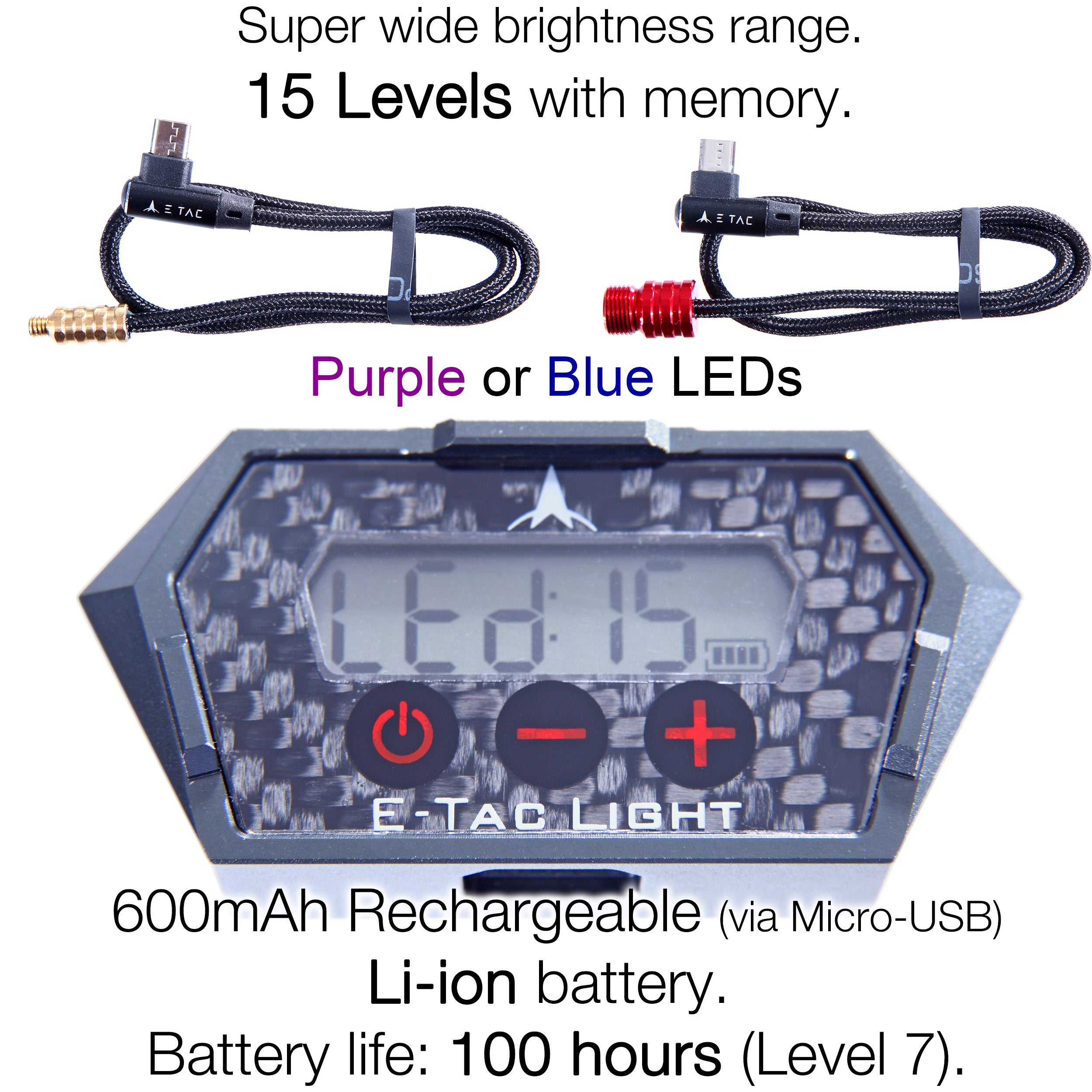 E-Tac Light Deluxe Kit Compound Bow Sight Light 15 Levels Rechargeable