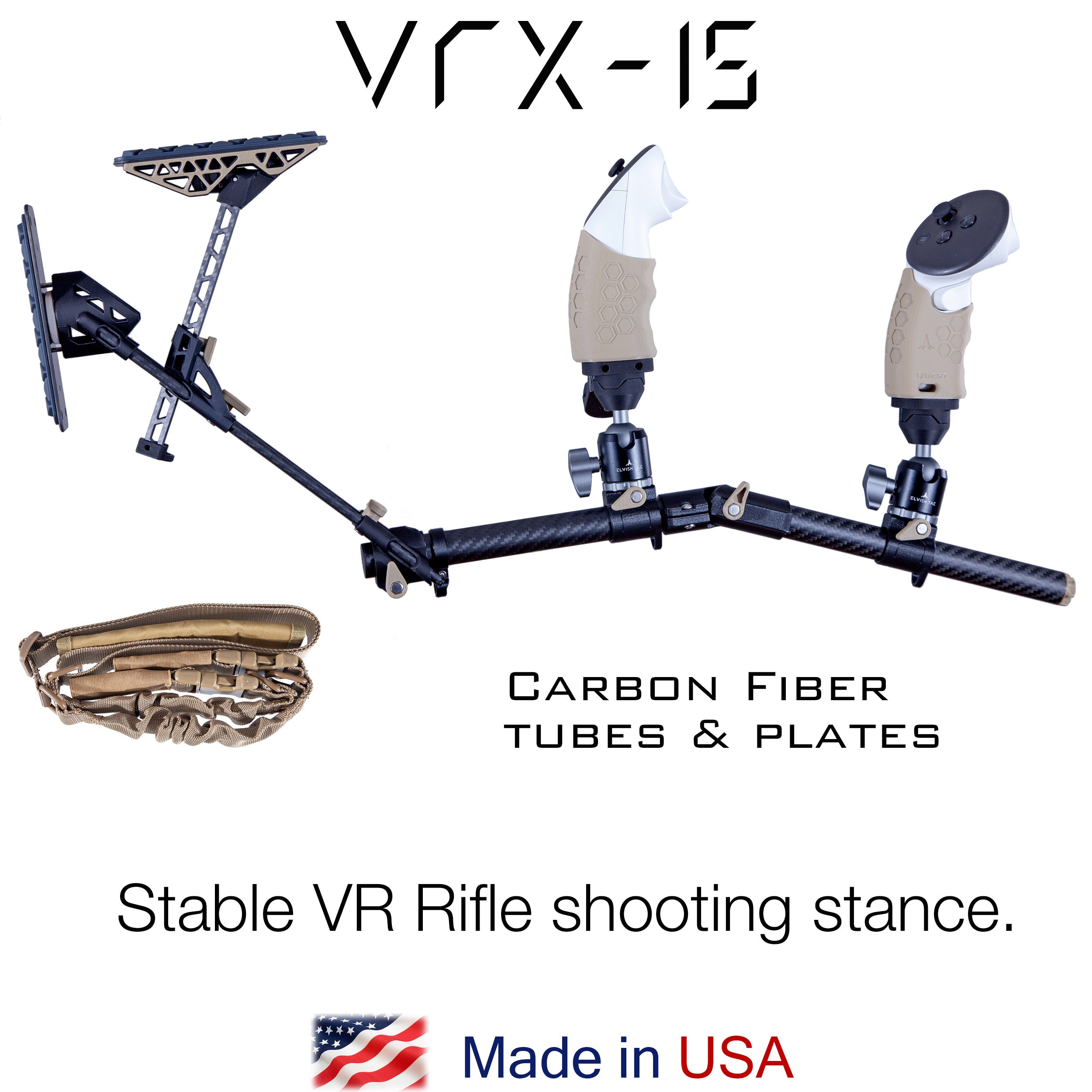 VRX-15 FDE VR Gunstock Magnetic Rifle Stock Pistol Adapter for Quest 3 / 3S / Pro / 2