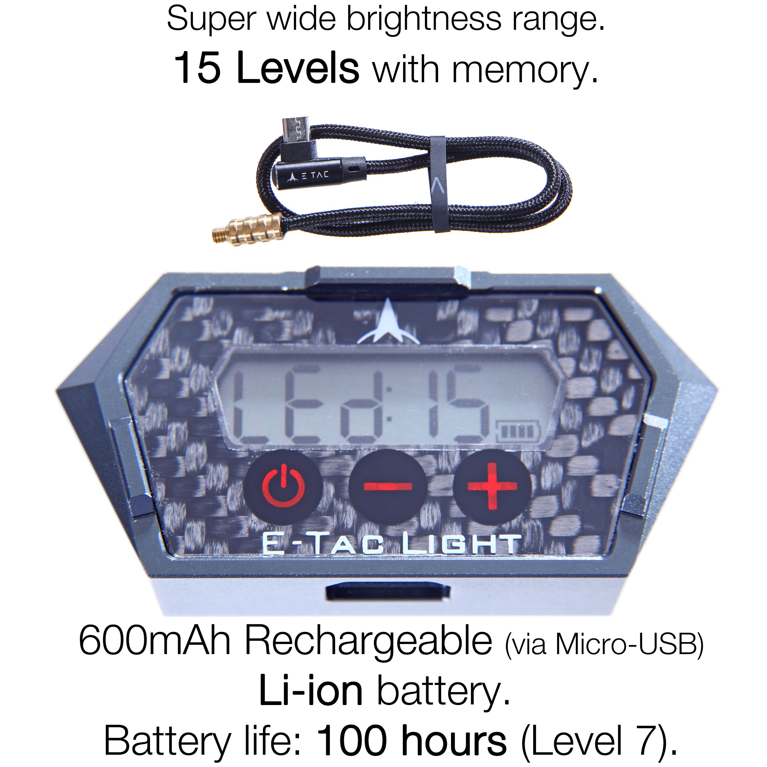 E-Tac Light 8-32 Compound Bow Sight Light 15 Levels Motion-Sensor Auto On/Off Rechargeable